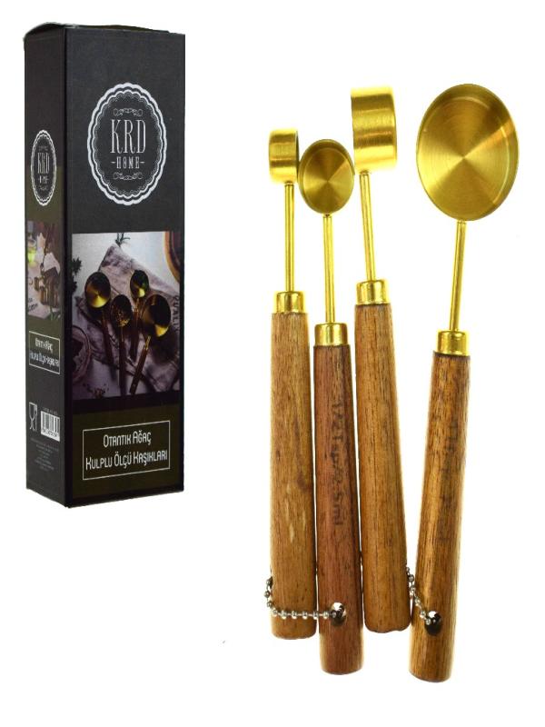 KRD HOME OTANTİK AĞAÇ KULPLU ÖLÇÜ KAŞIK SET 4 LÜ KRD-5856