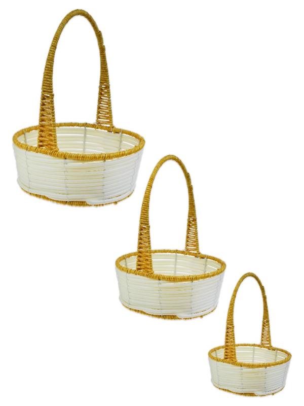 KRD HOME TEK KULPLU PLASTİK ÖRME SEPET 3 LÜ KRD-6129