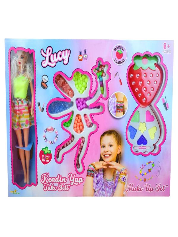 KUTULU ÇİLEKLİ MAKYAJ VE TAKI SETİ BEBEKLİ LMN216