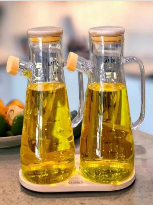 LAVİN BAMBU ALTLIKLI 2 Lİ CAM YAĞLIK 900 ML LVN-31363