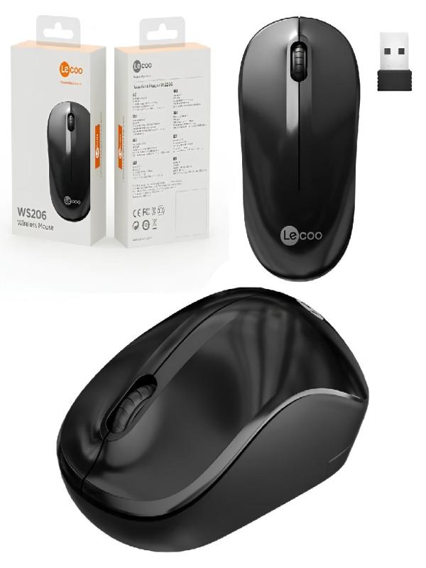 LECOO KABLOSUZ OPTİK MOUSE 1200 DPİ SİYAH WS206