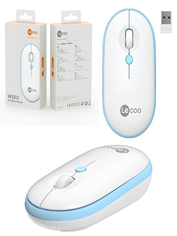 LECOO KABLOSUZ OPTİK MOUSE 1600 DPİ BEYAZ MAVİ WS212