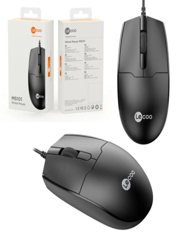LECOO USB KABLOLU MOUSE SİYAH MS101