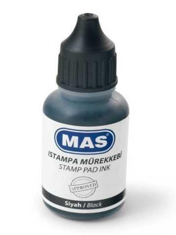 MAS ISTAMPA MÜREKKEBİ 20ML SİYAH 0462