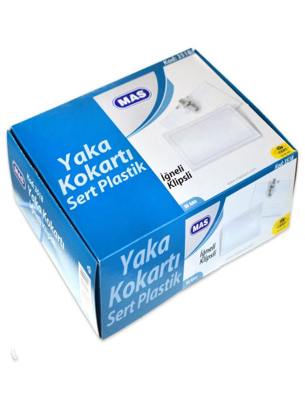 MAS KLİPSLİ YAKA KOKART 54*86 YATAY ŞEFFAF 3518