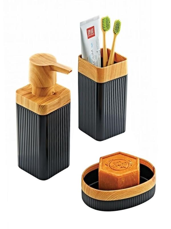 MAXEL MİMOZA AHŞAP 3 LÜ BANYO SETİ Y-881