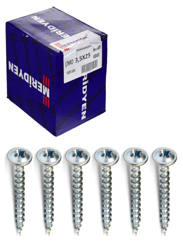 MERİDYEN 3,5*25 ARKALI VİDASI ÇİNKO PK:1000