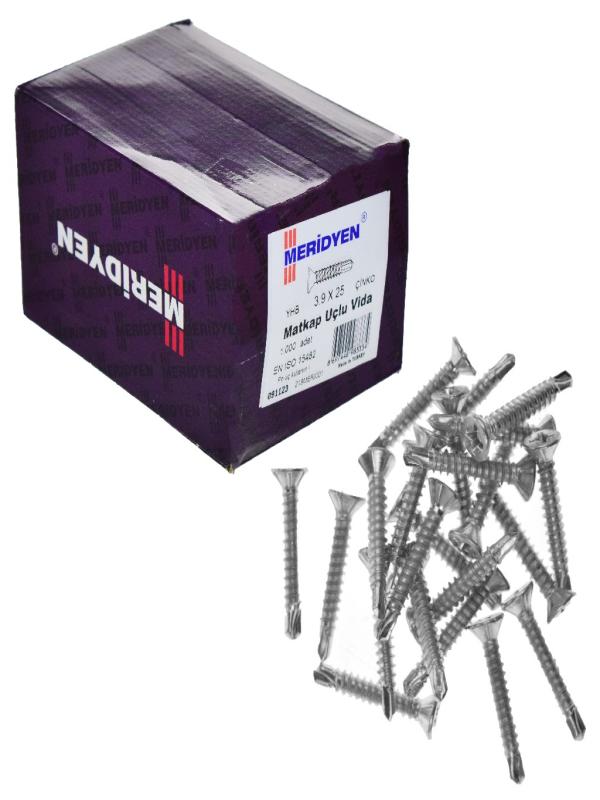 MERİDYEN 3,9*25 MATKAP UÇLU VİDA ÇİNKO PK:1000