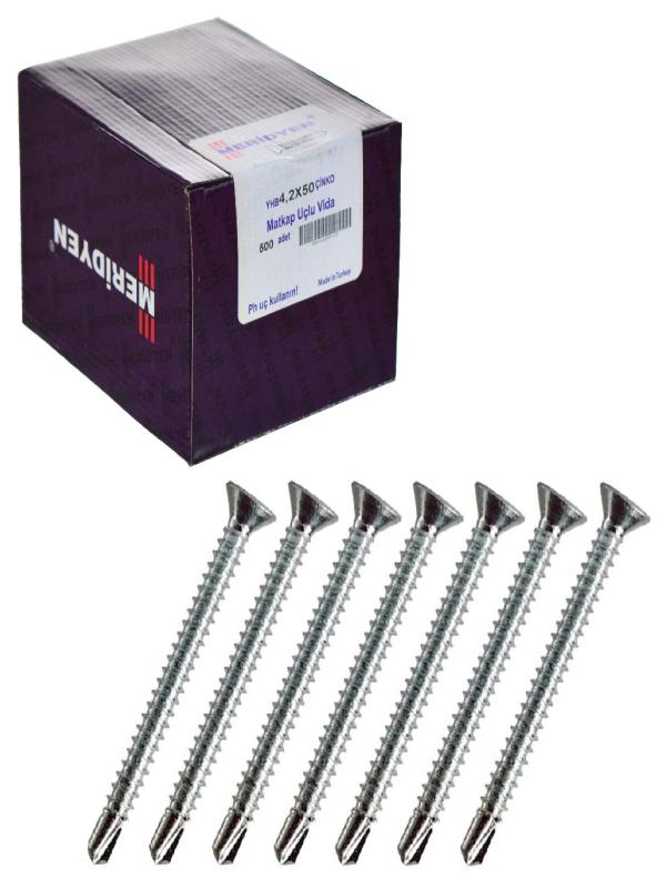 MERİDYEN 4,2*50 MATKAP UÇLU VİDA ÇİNKO PK:500