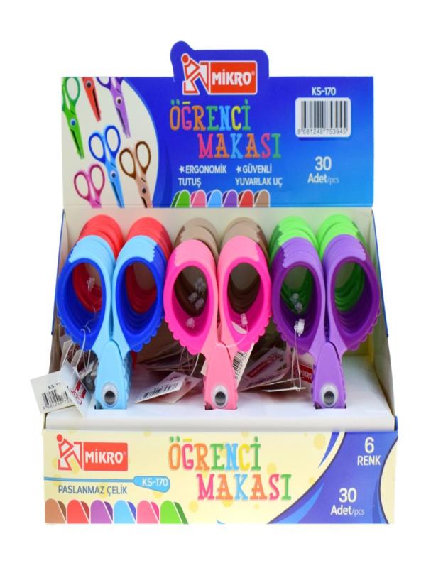 MİKKRO ÖĞRENCİ MAKASI ÇİFT RENKLİ TİMSAH FİGÜRLÜ KS 170-30