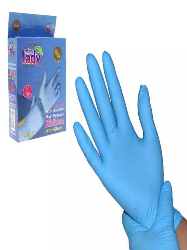 MİSS LADY NİTRİL MAVİ ELDİVEN 10 LU