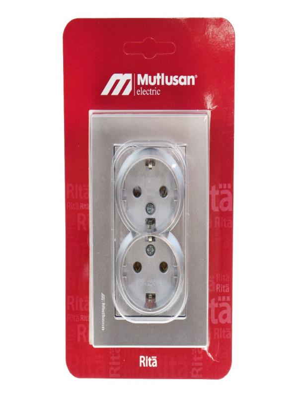 MUTLUSAN RİTA İKİLİ TOPRAKLI PRİZ GRİ