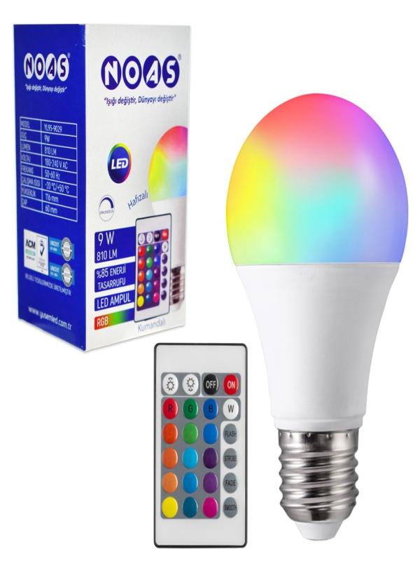 NOAS 9W LED KUMANDALI AMPUL RGB