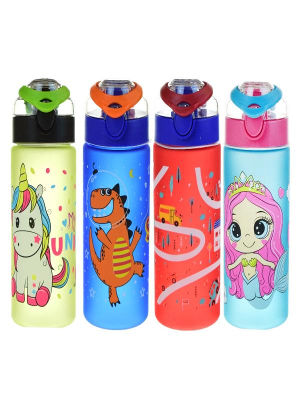 NOKİ KIDS SU MATARASI TRİTAN AUTO KAPAK SOFT TOUCH DESENLİ 500 ML T-0108