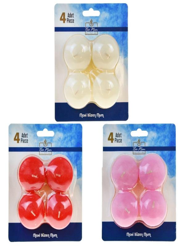 NUR MAXİ YÜZEN MUM 4 LÜ X-726