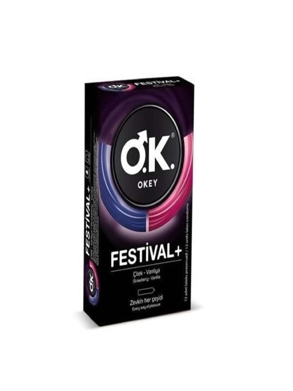 OKEY FESTİVAL ÇİLEK+VANİLYA PREZERVATİF 12 Lİ