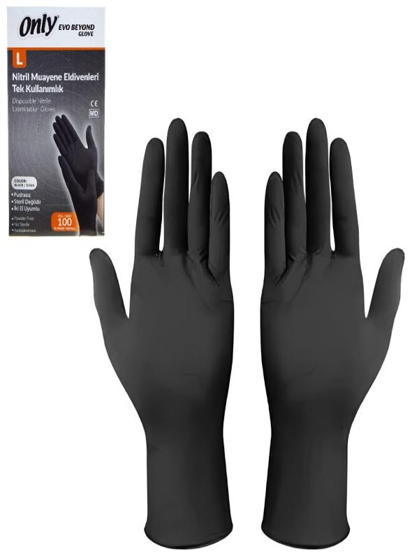 ONLY NİTRİL MUAYENE ELDİVENİ PUDRASIZ L SİYAH