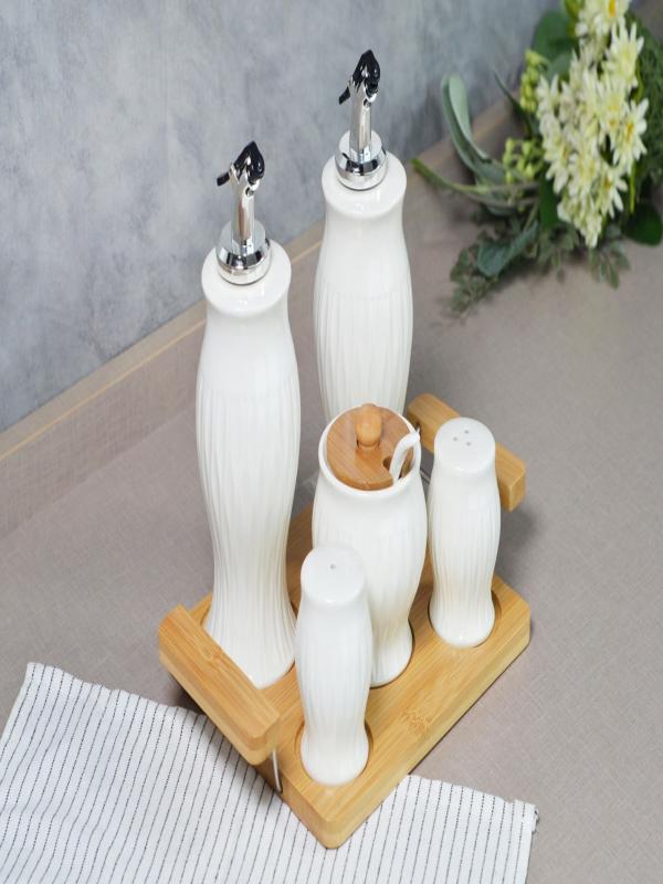 PAÇİ NORA 5 Lİ BAMBU STANDLI MUTFAK SETİ 102037