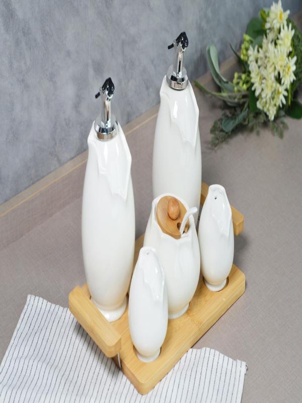 PAÇİ NORA 5 Lİ BAMBU STANDLI MUTFAK SETİ 102039