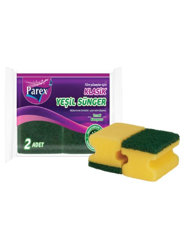 PAREX 2Lİ KLASİK YEŞİL OLUKLU SÜNGER