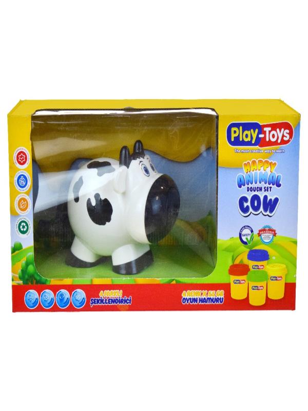 PLAYTOYS HAPPY ANIMAL COW DOUGH SET 4322