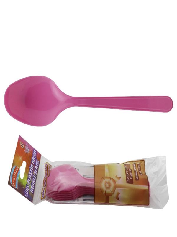PRATİKON LÜKS PLASTİK KAŞIK RENKLİ 6 LI PR1153