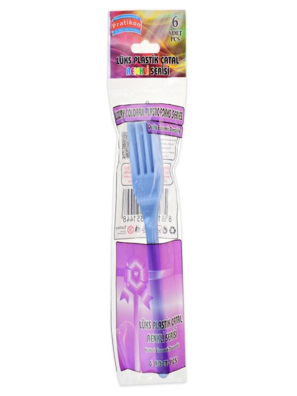 PRATİKON LÜKS RENKLİ PLASTİK ÇATAL 6 LI PR1158