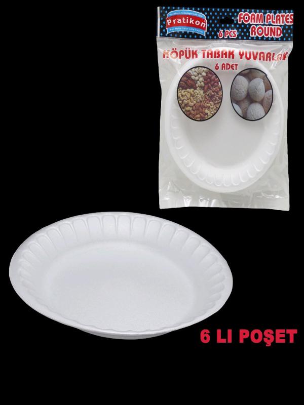 PRATİKON YUVARLAK KÖPÜK TABAK 19 CM 6 LI PR1166