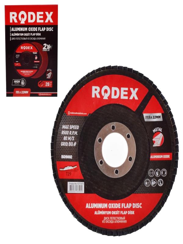 RODEX FLAP DİSK 115*22MM 80 KUM A.OKSİT RZF0815