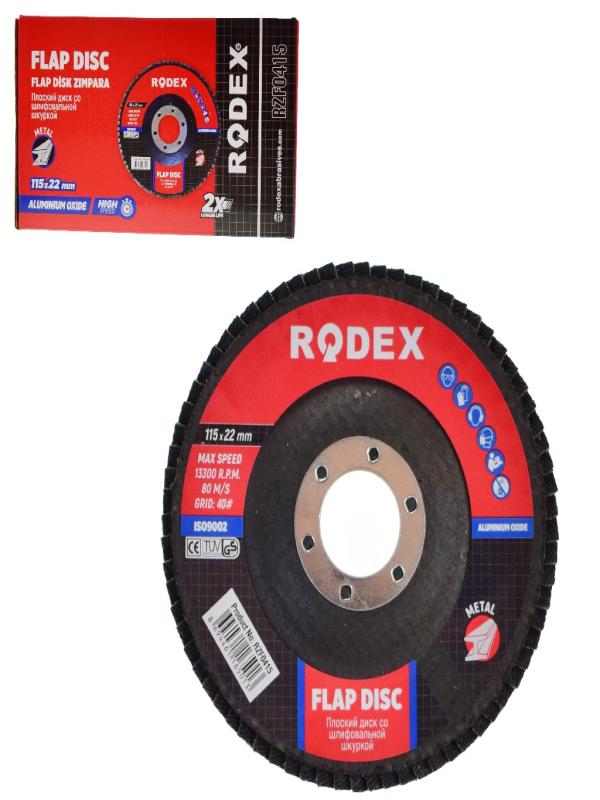 RODEX FLAP DİSK ZIMPARA 115*22MM 40 KUM RZF0415