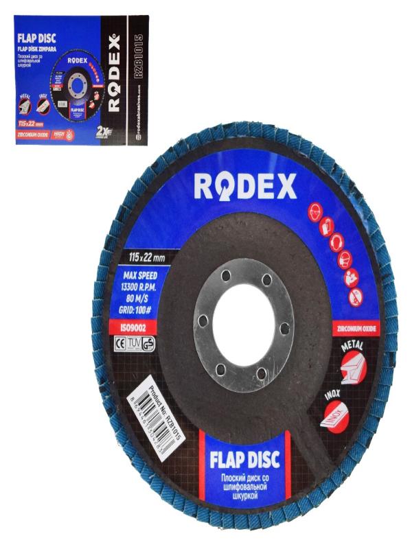 RODEX FLAP DİSK ZIMPARA ZİRKONYUM 115*22MM 100KUM RZB1015