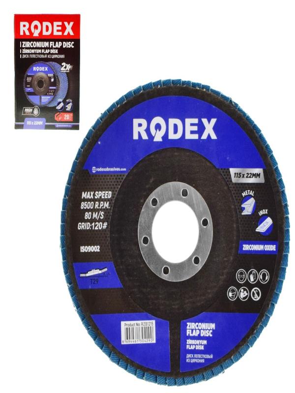 RODEX FLAP DİSK ZIMPARA ZİRKONYUM 115*22MM 120 KUM RZB1215