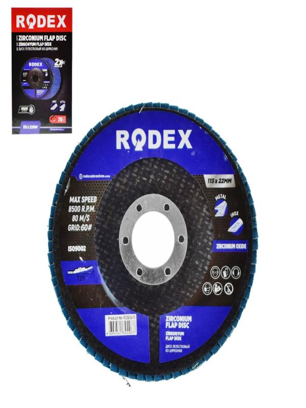 RODEX FLAP DİSK ZIMPARA ZİRKONYUM 115*22MM 60 KUM RZB0615