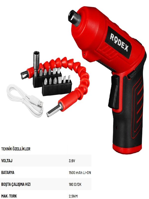 RODEX ŞARJLI TORNAVİDA 3,6V RDX3085