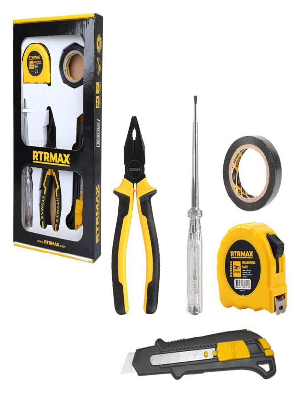 RTRMAX 5 Lİ SET PENSE - METRE - K.KALEM- E.BANT- M.BIÇAĞI RTK7003