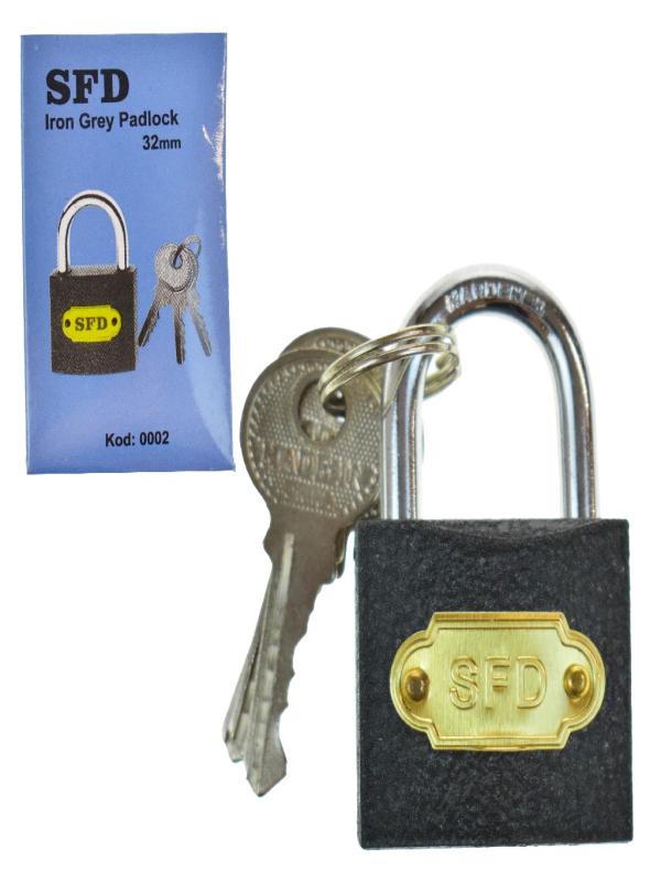 SFD GRİ NORMAL ASMA KİLİT 32 MM