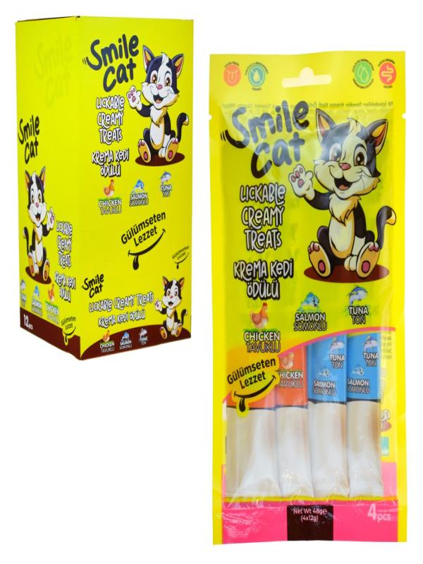 SMİLE KEDİ MİX KREMA ÖDÜLLÜ 4 LÜ(TON-SOMON-TAVUK)