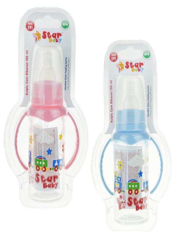 STAR 150 ML KULPLU DESENLİ CAM BİBERON KOD:291