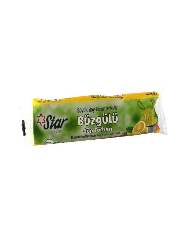 STAR PLUS BÜZGÜLÜ BÜYÜK ÇÖP POŞETİ LİMON KOD:504 65*70 10LU