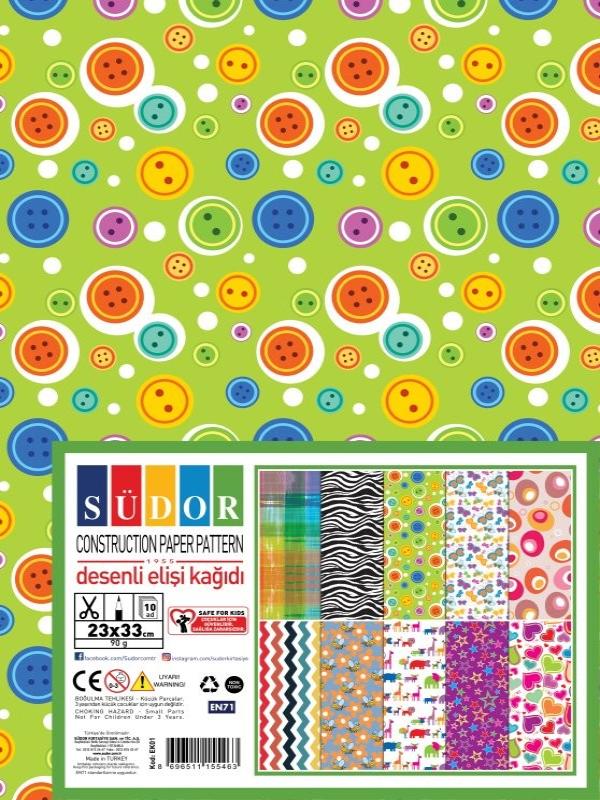 SÜDOR DESENLİ EL İŞİ KAĞIT 23*33 90 GR 10 LU EK01