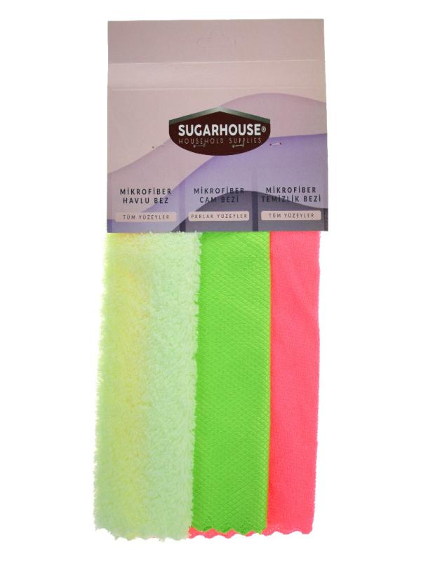 SUGAR HOUSE TEMİZLİK HAVLU CAM BEZ 3 LÜ 30*30