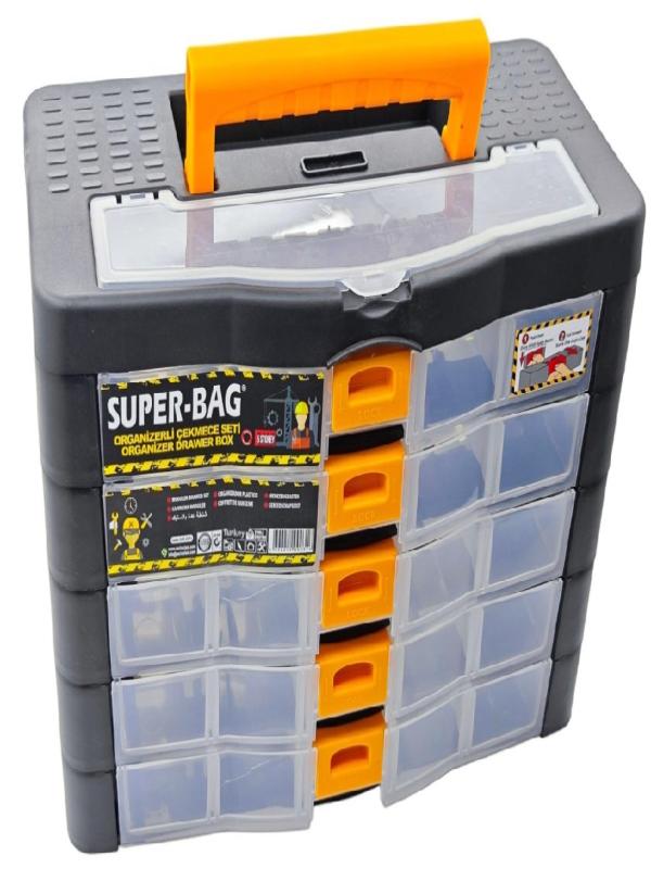 SUPER-BAG ORGANİZERLİ ÇEKMECELİ KUTU 5Lİ ASR-2071