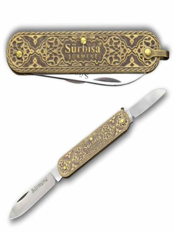 SÜRBİSA PİRİNÇ İŞLEMELİ ÇİFT BIÇAKLI ÇAKI 61804