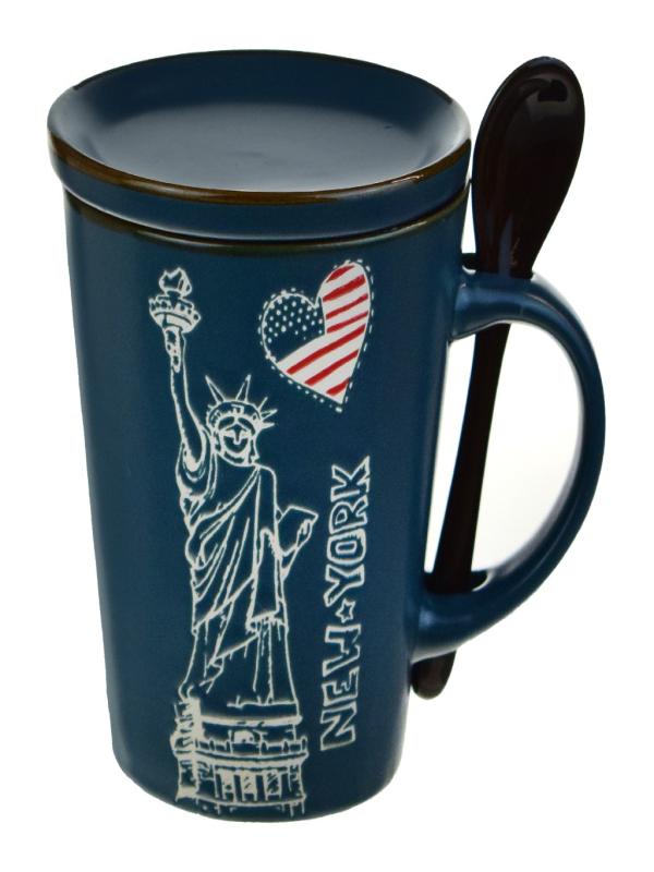 TUTKU PORSELEN RENKLİ KAŞIKLI KUPA BARDAK 375 ML HW818