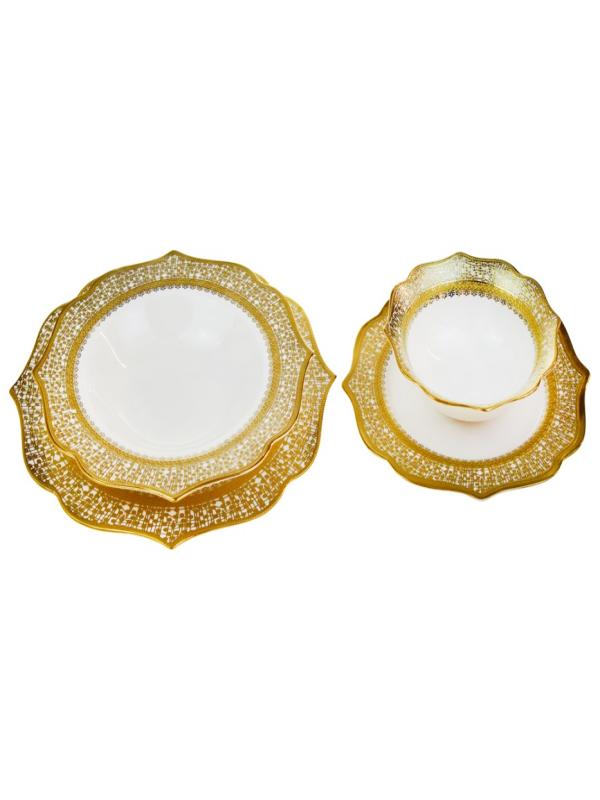 TUTKU PORSELEN YALDIZLI YEMEK TAKIMI 24 PRÇ D087