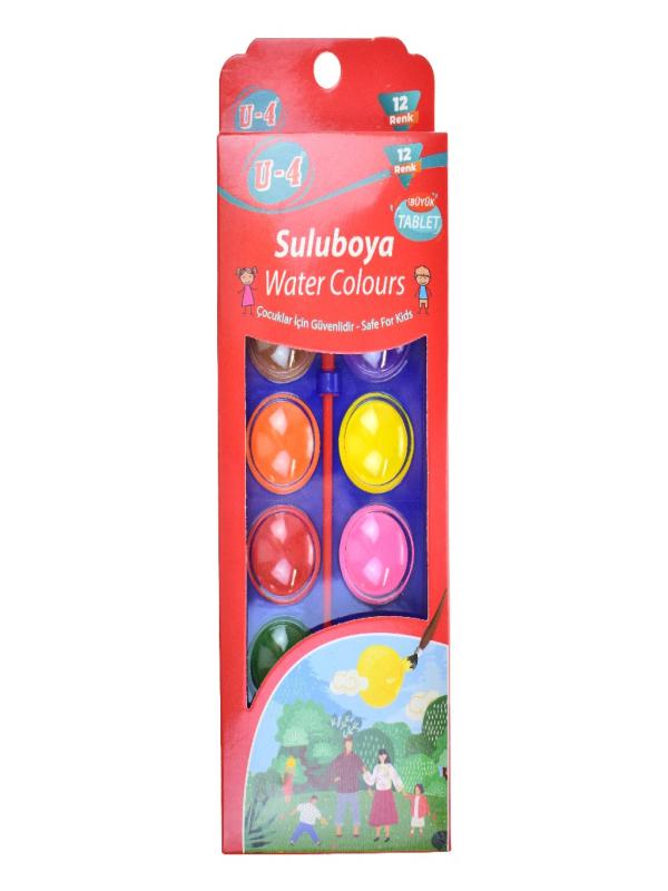 U-4 BÜYÜK BOY SULU BOYA 12 RENK 1006