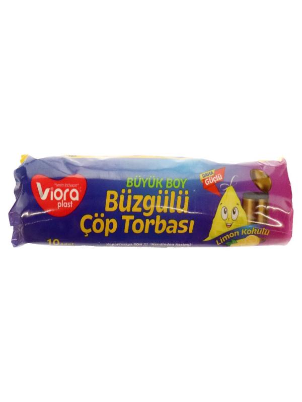 VİORA BÜZGÜLÜ KOKULU BÜYÜK BOY LİMON ÇÖP POŞETİ 10 AD. VRP-124