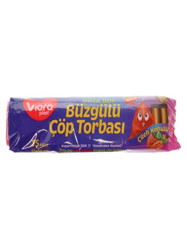VİORA BÜZGÜLÜ KOKULU ORTA BOY ÇİLEK ÇÖP POŞETİ 15 AD. VRP-122