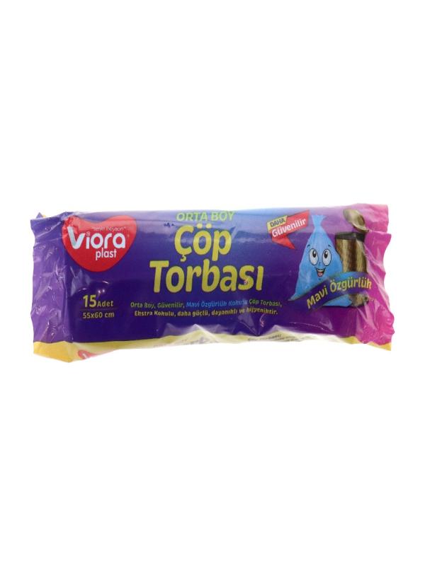 VİORA STANDART ORTA BOY MAVİ ÇÖP POŞETİ 15 AD. VRP-131