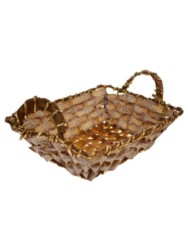 YALDIZLI HASIR EKMEK SEPETİ DİKDÖRTGEN GLD-8002